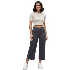 Yoga Jeans NEW Lily Wide Leg Corduroy Pants Slate Grey Stretch Relaxed Zip 28